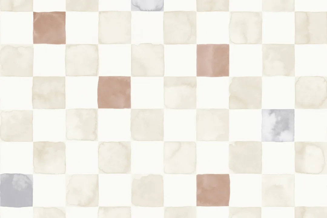 Beige Watercolor Checkered Mural