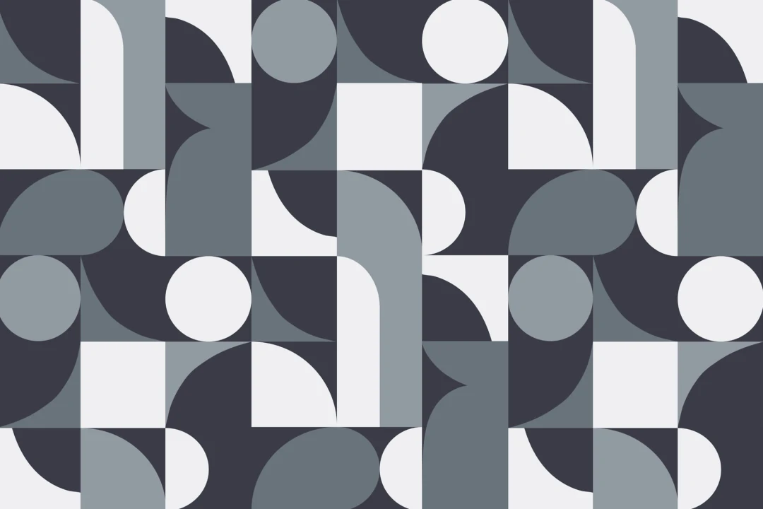 Blue Mid-Century Geometric Collage Wall Mural