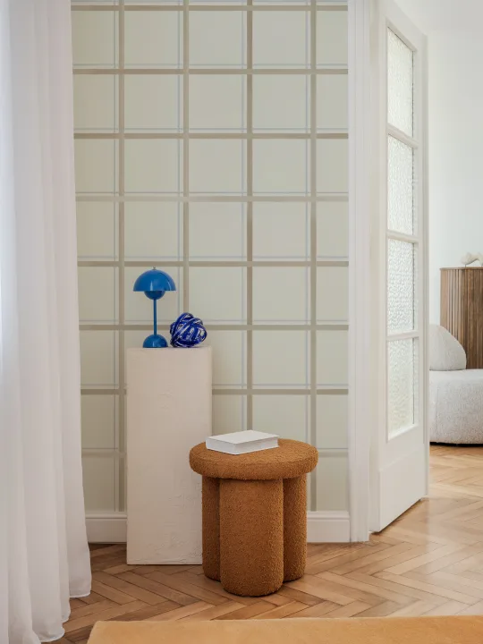 Neutral Checkered Tattersall Pattern Wall Mural
