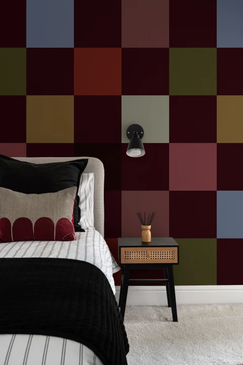 Färgstark rutig mural-tapeter för en livfull atmosfär