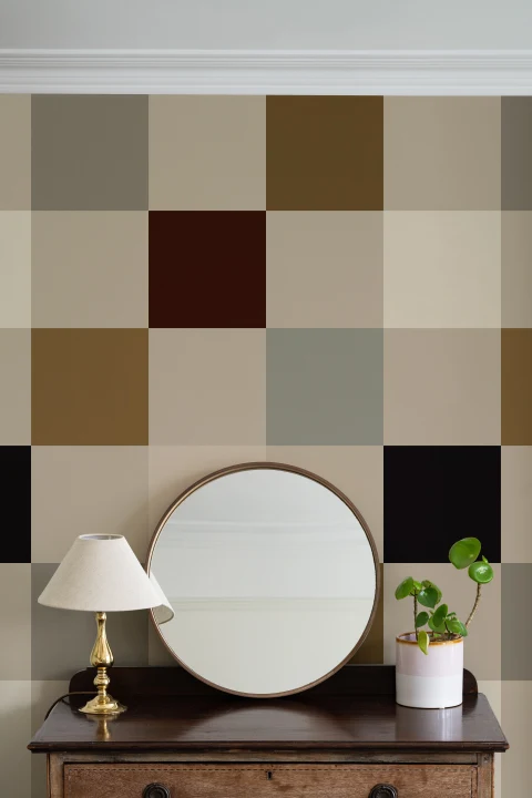 Motif à carreaux géométrique multicolore beige