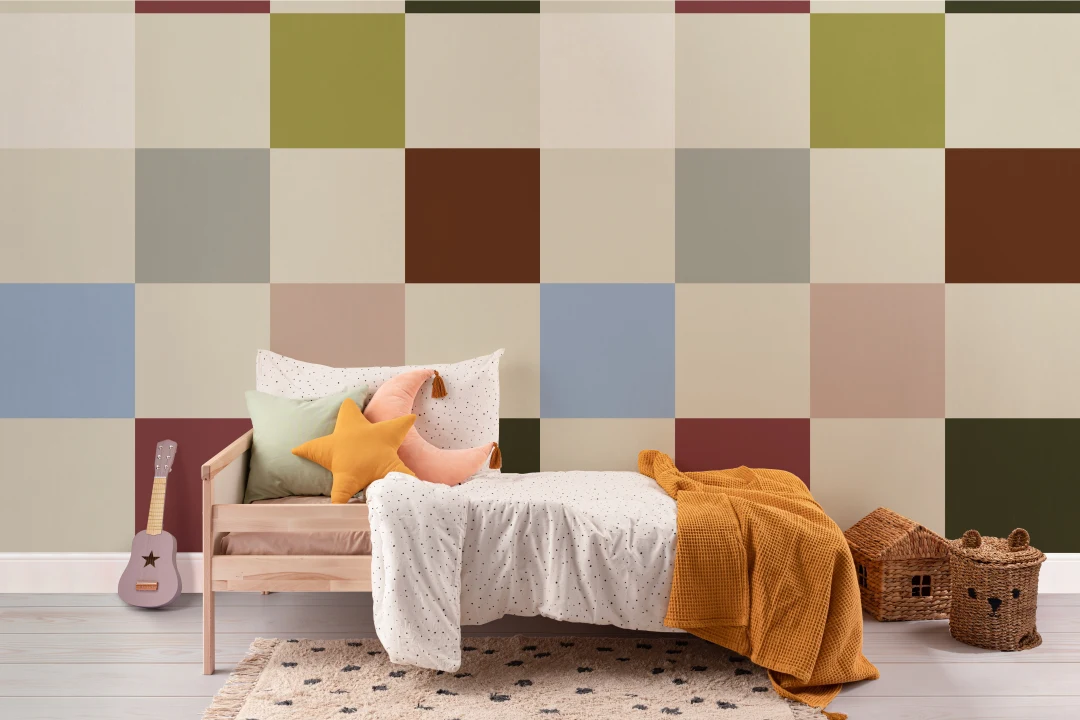 Multicolor Retro Geometric Checkered Modern Wall Mural