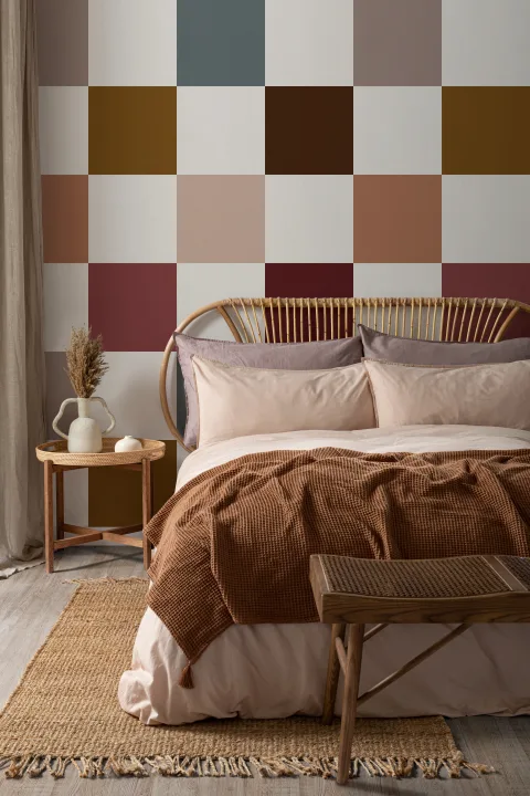 Motif géométrique chic à carreaux multicolores en papier peint panoramique
