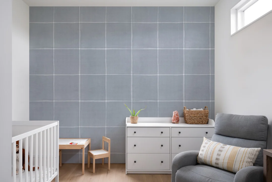 Blue Checked Pattern Modern Wallpaper Mural