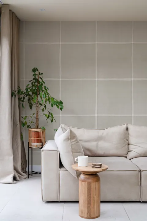 Beige rutig minimalistisk mural-tapeter som lyfter ditt rum
