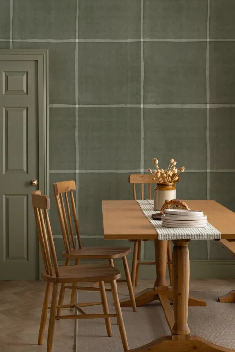 Calming Green Checkered Pattern Mural For Contemporary Spaces