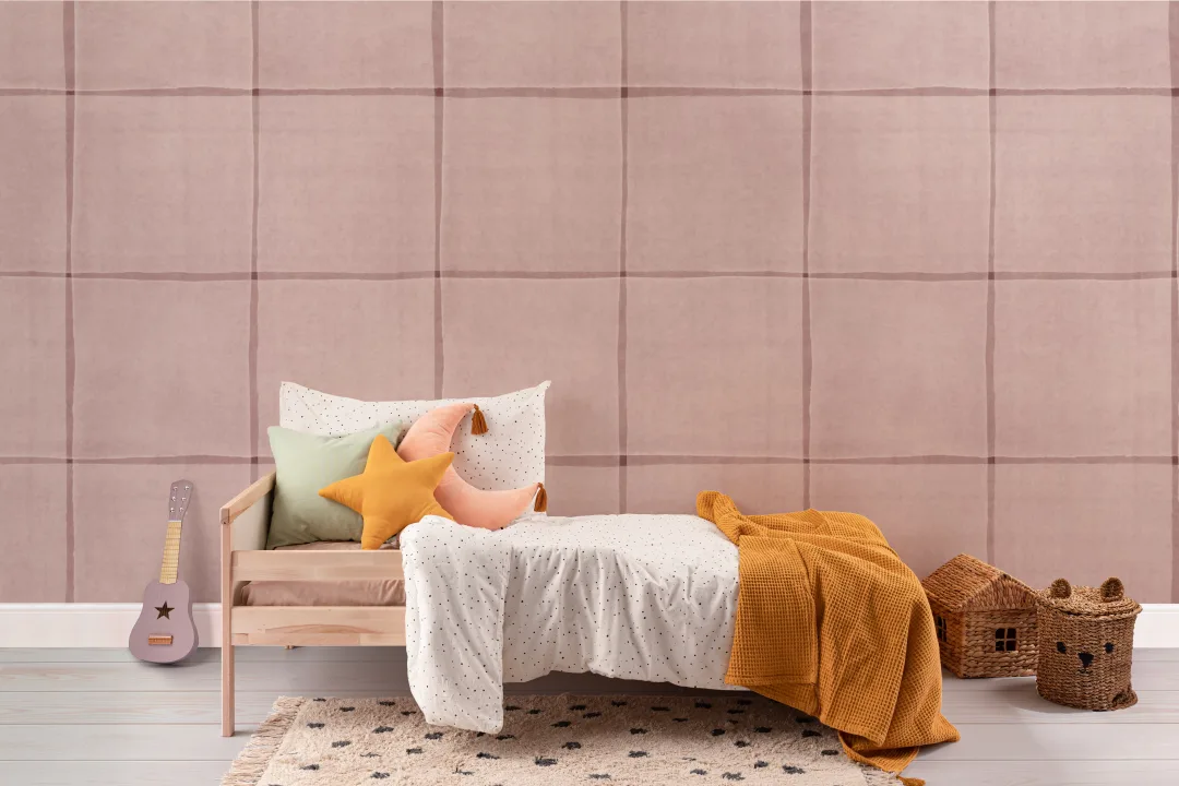 Soft Pink Minimalist Checkered Pattern Mural