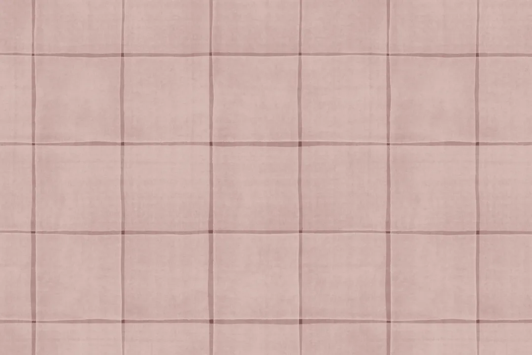 Mural cu model minimalist în carouri roz pal