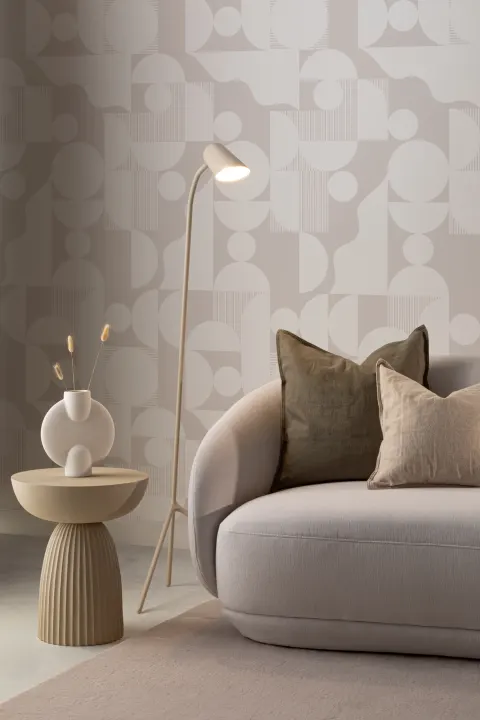 White Modern Geometric Shapes Wallpaper