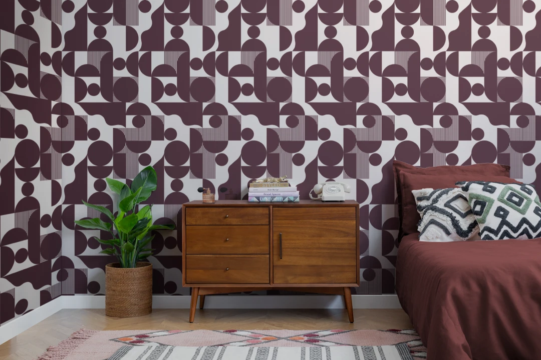 Burgundy Moderni geometriset muodot tapetti