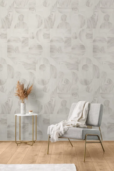 Beige moderne geometriske trekornsformer tapet
