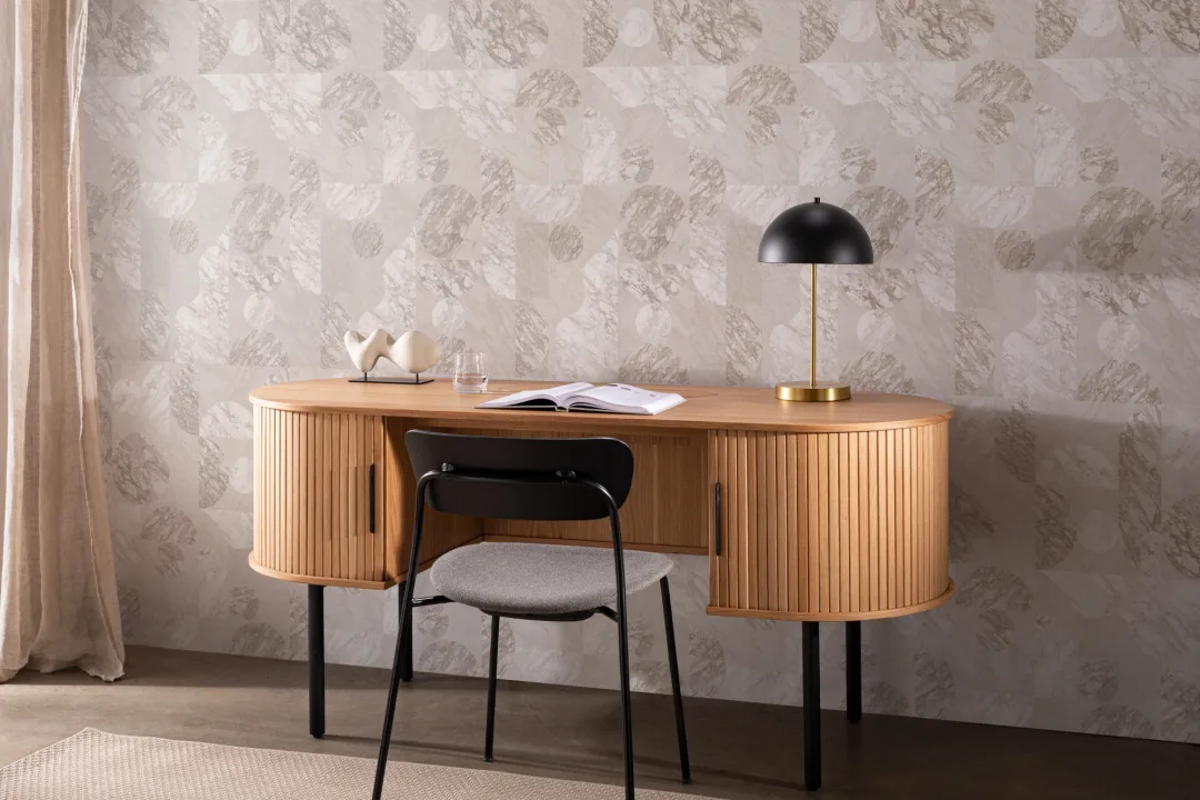 Carta da parati geometrica moderna e beige con forme di marmo
