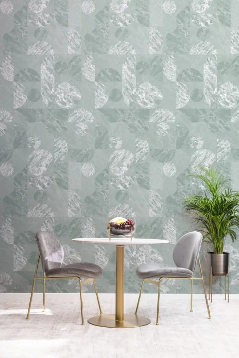Green Modern Geometric Marble Shapes Wallpaper