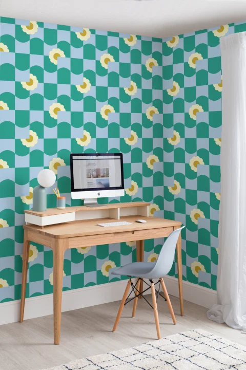 Carta da parati Elizabeth Olwen Petal Pop Verde