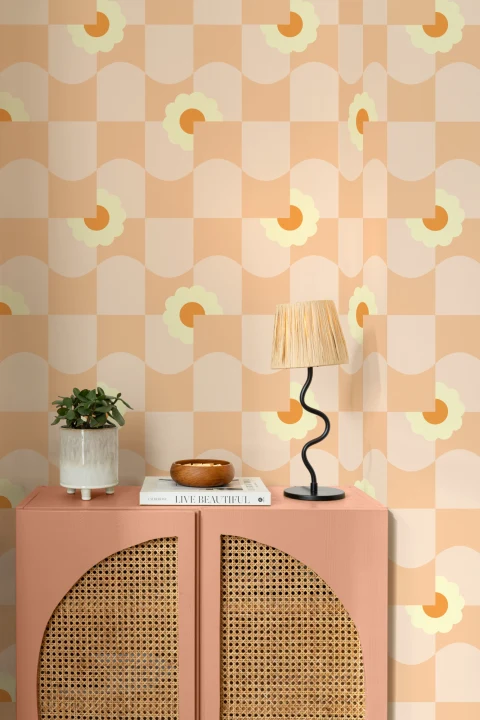 Carta da parati Petal Pop Peach di Elizabeth Olwen