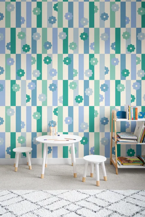 Elizabeth Olwen Flower Shift Blue Mural