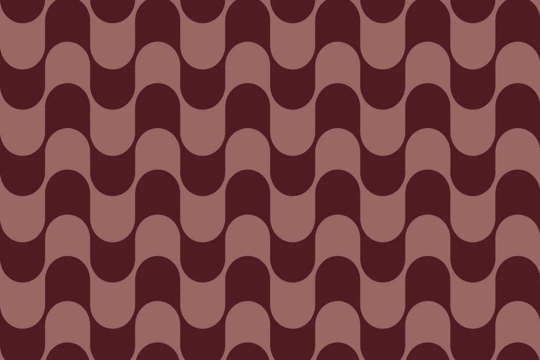 Burgundy Retro Wavy Striped Wallpaper