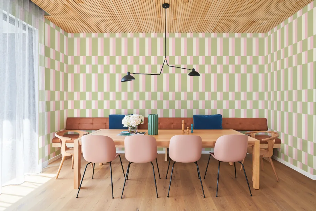 Grønn og rosa moderne geometrisk Bauhaus-tapet