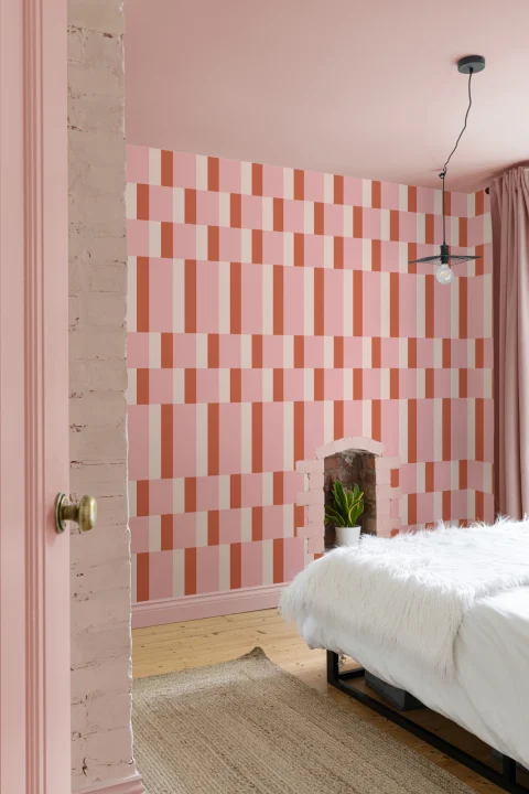 Pink & Orange Modern Geometric Bauhaus Wallpaper