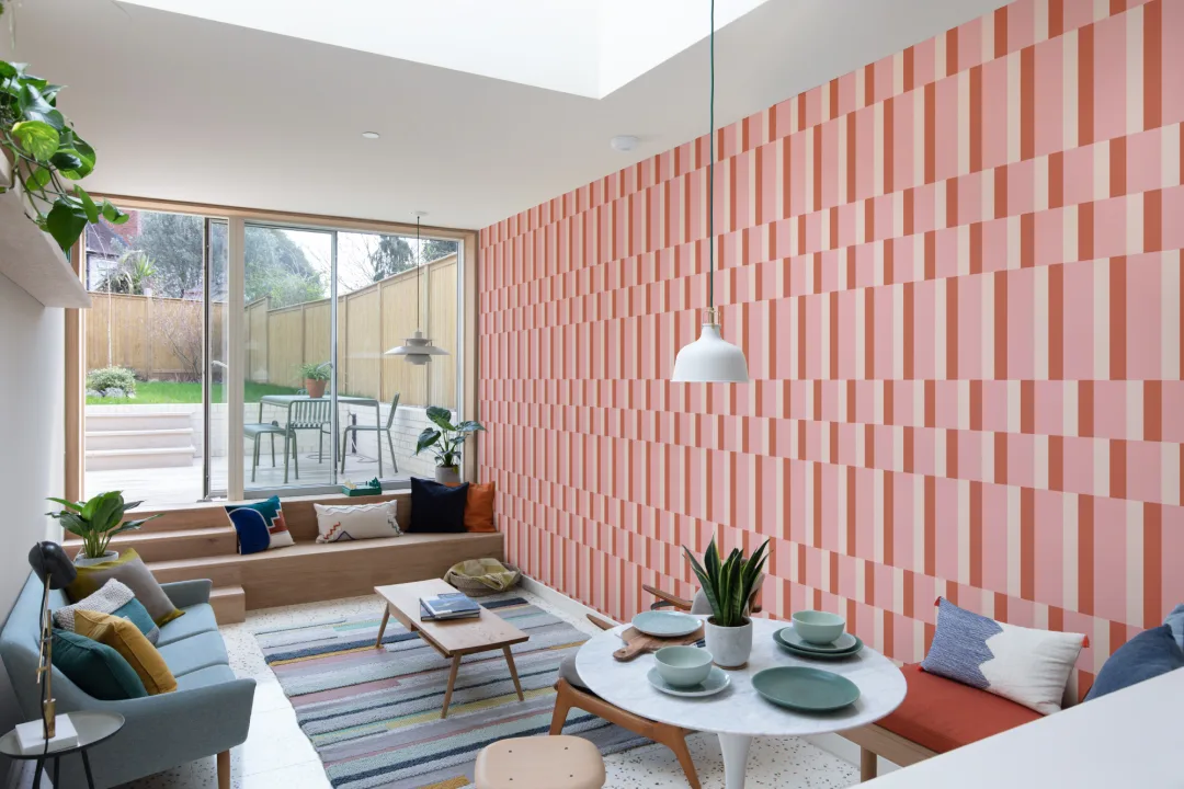 Rosa og oransje moderne geometrisk Bauhaus-tapet