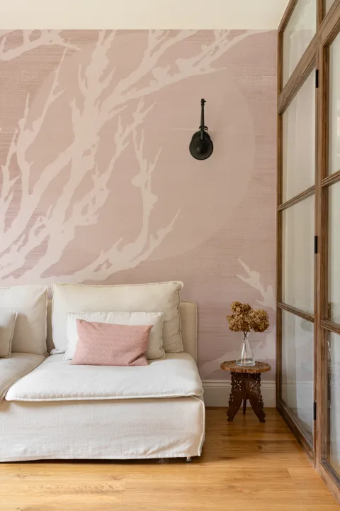 Pink Yuugen Japanese Nature Minimalist Wall Mural