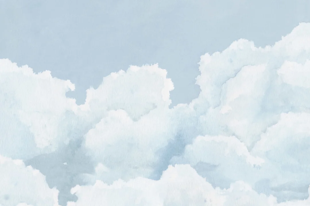 Light Blue Cloudy Sky Watercolor Wallpaper Mural
