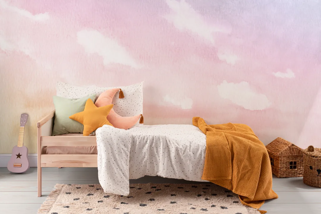 Bright Pastel Watercolor Cloud & Sky Wallpaper Mural
