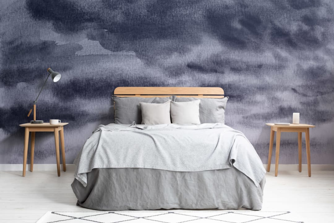 Papier Peint Panoramique Ciel Bleu avec Nuages Pendant la Nuit