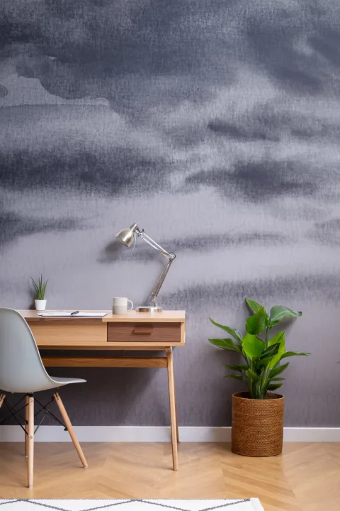 Mural Papel Pintado Acuarela con Cielo y Nubes de Noche