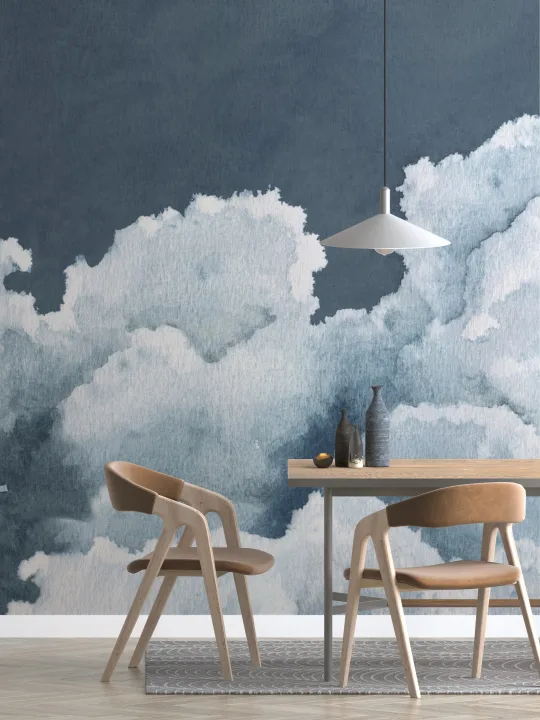 Mural Papel Pintado Acuarela con Cielo Oscuro y Nube