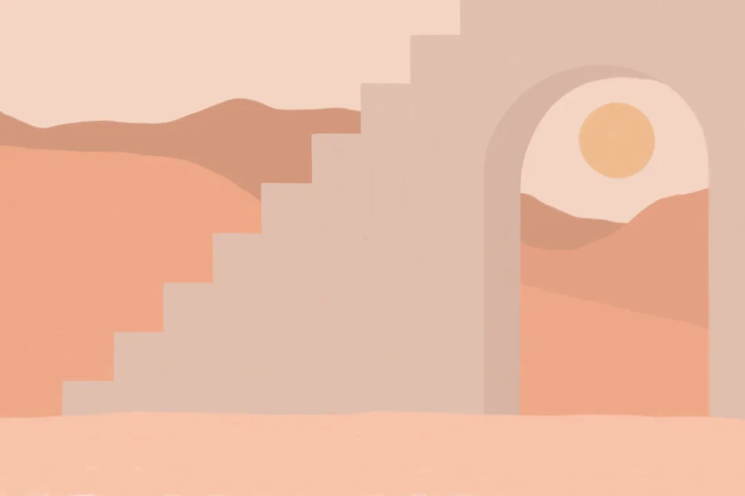 Neutral Architecture & Desert Landscape Wallpaper Mural