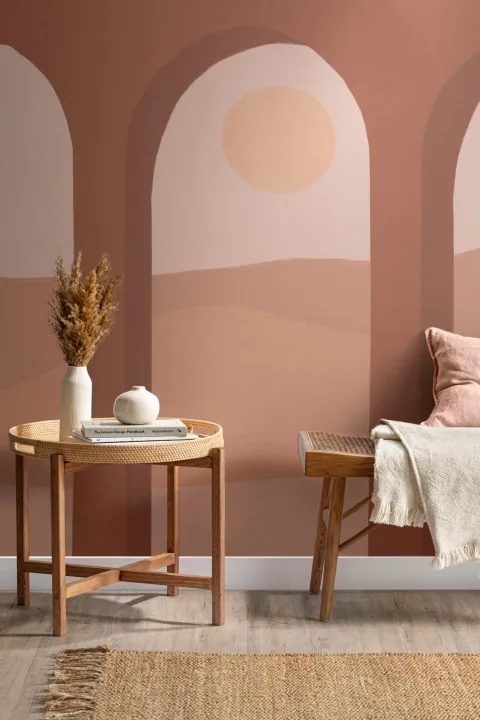 Terracotta Arches & Desert Landscape Modern Wallpaper Mural