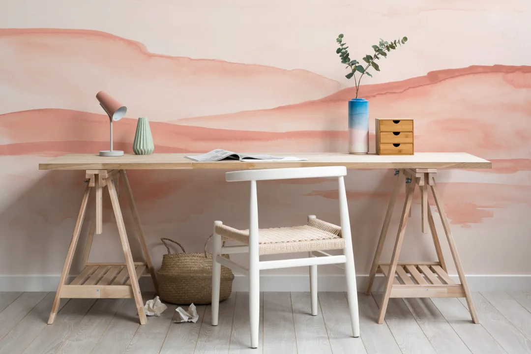 Apus de soare acuarelă Desert Landscape Wallpaper Mural
