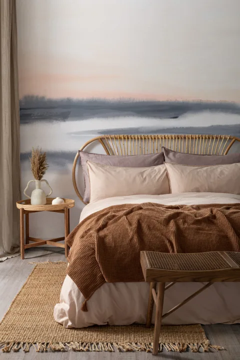 Calm Watercolor Sky and Landscape Wallpaper Mural