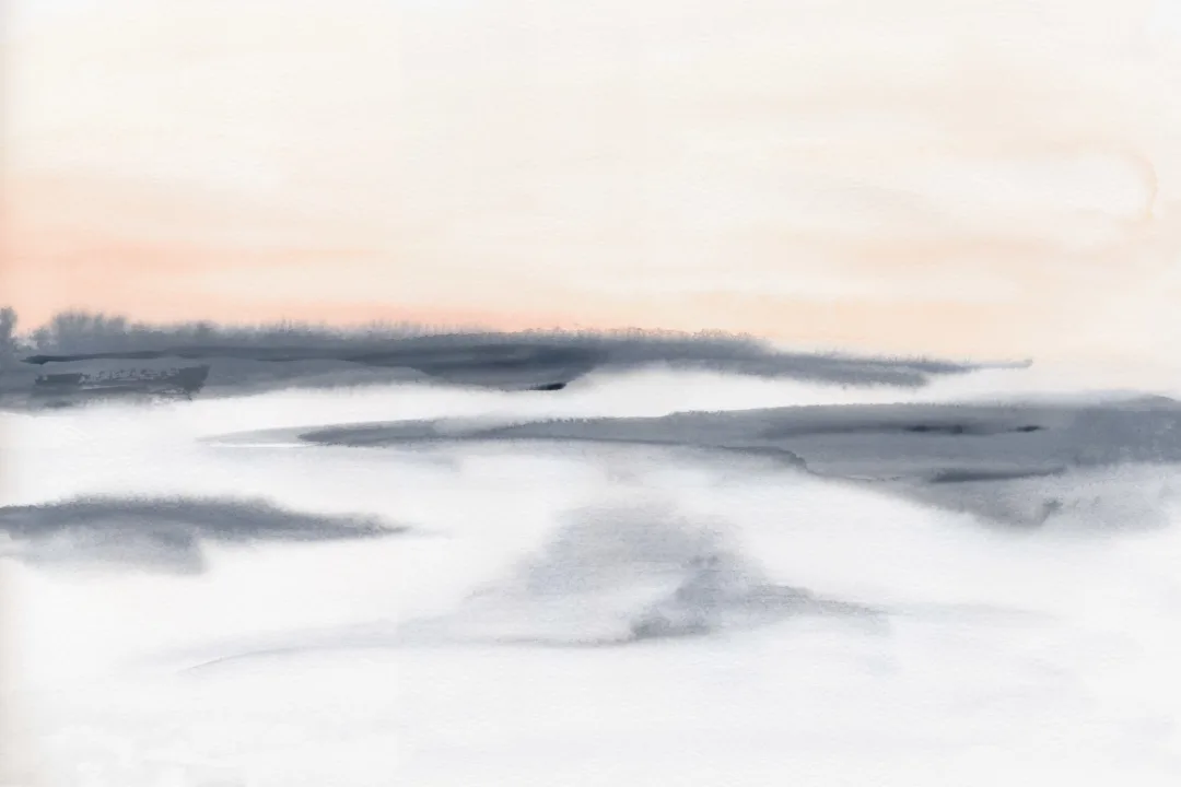 Calm Watercolor Sky and Landscape Wallpaper Mural