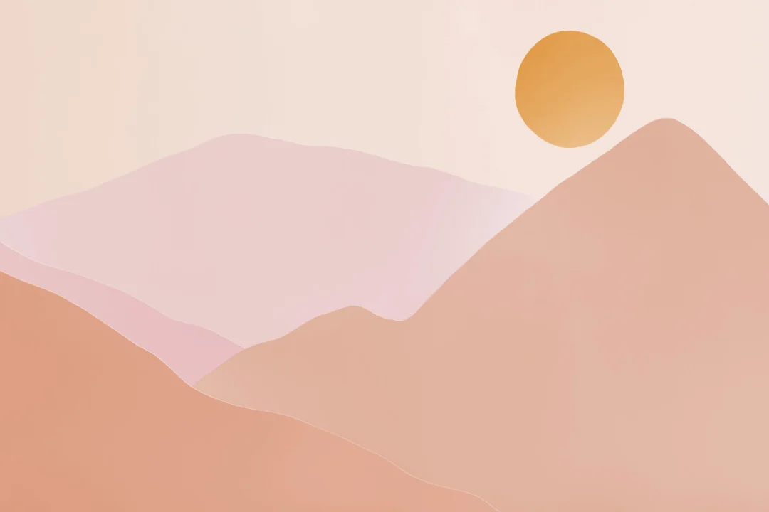 Mural Papel Pintado Naranja con Paisaje Natural de Montañas y Sol