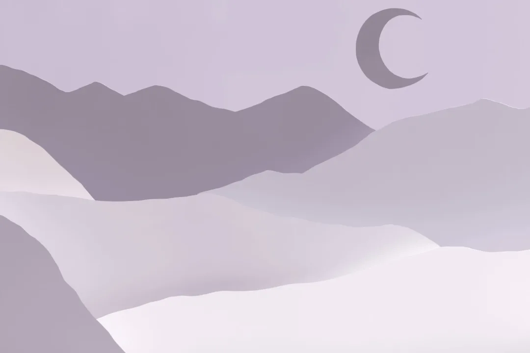 Purple Moon and Mountains Night Landscape Handmade Wallpaper Mural