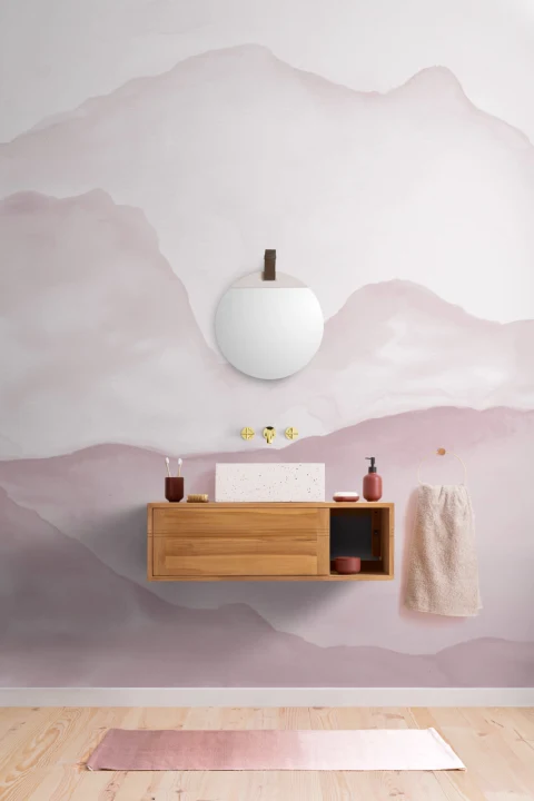 Papel Pintado con Montañas Rosas