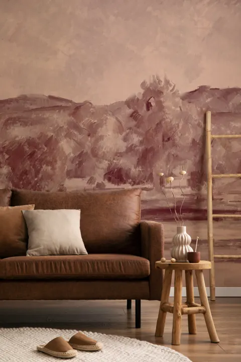 Autumn Landscape Wall Mural in Soft Dusk Tones