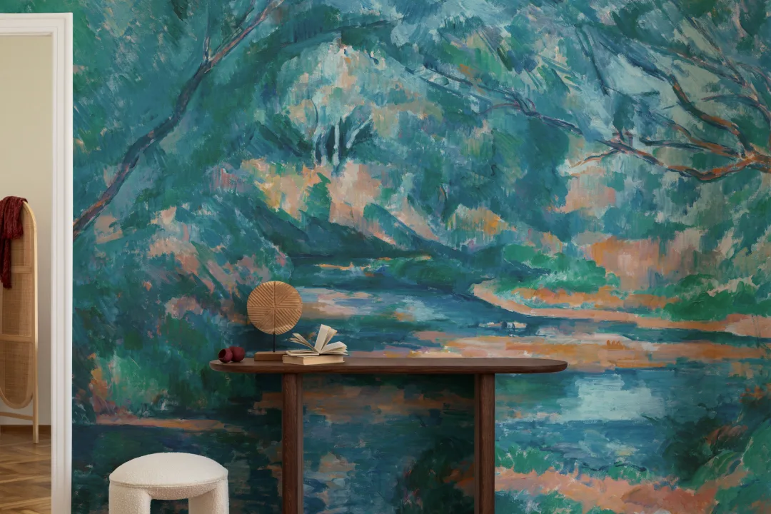 The Brook Wall Mural in Cool Blue Tones