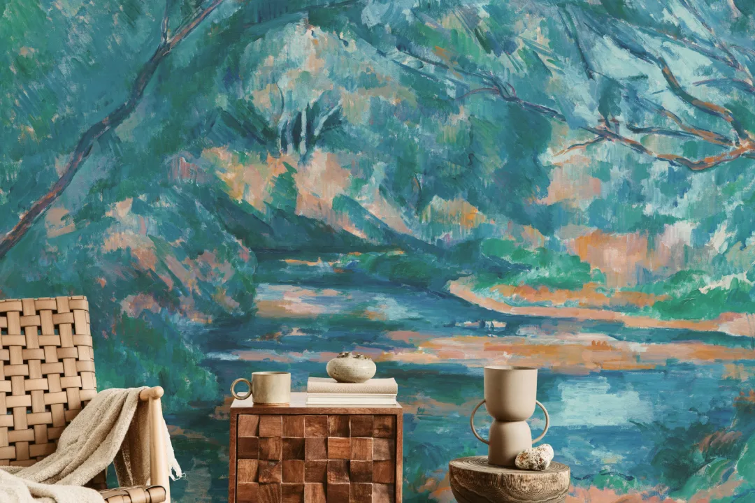 Mural de papel pintado The Brook en tonos azules fríos