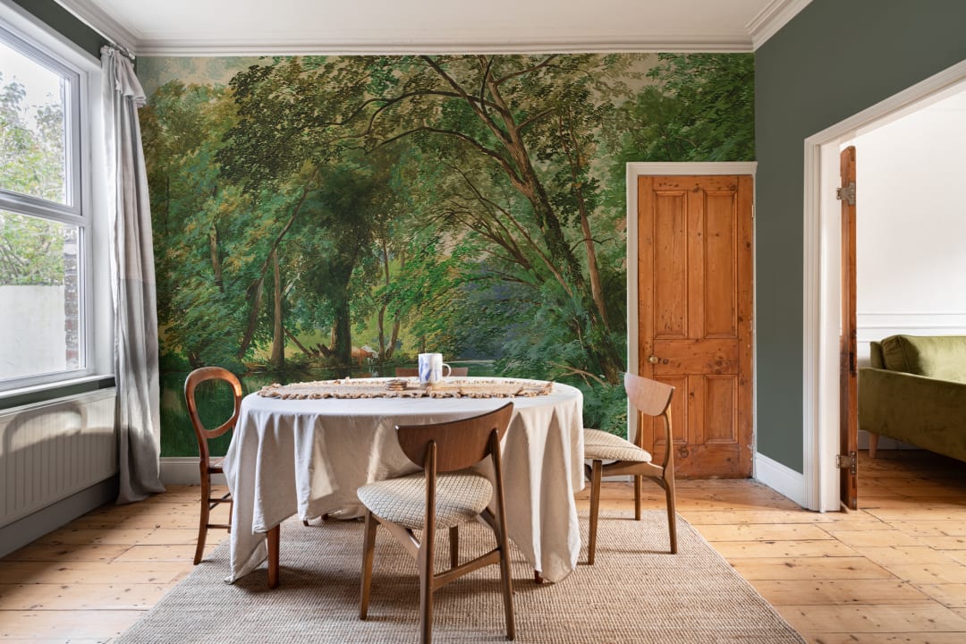 Trees Over the River Wall Mural