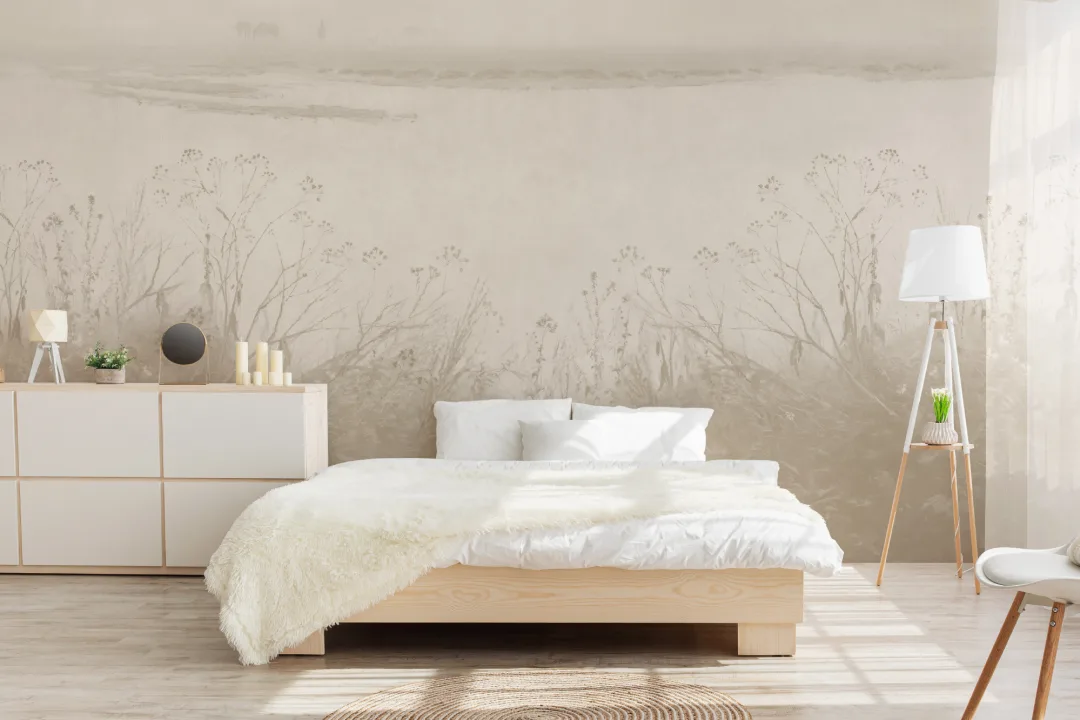 Carta da parati Riverbank Grassland in beige caldo