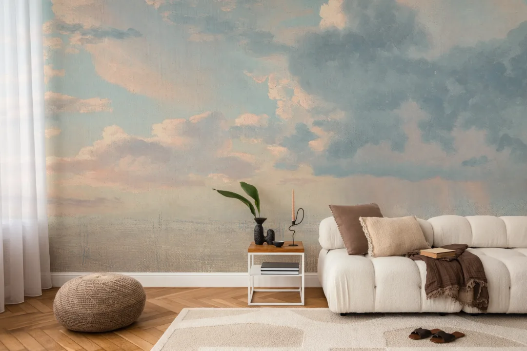 Study of Clouds Over the Sound Wall Mural in Evening Tones
