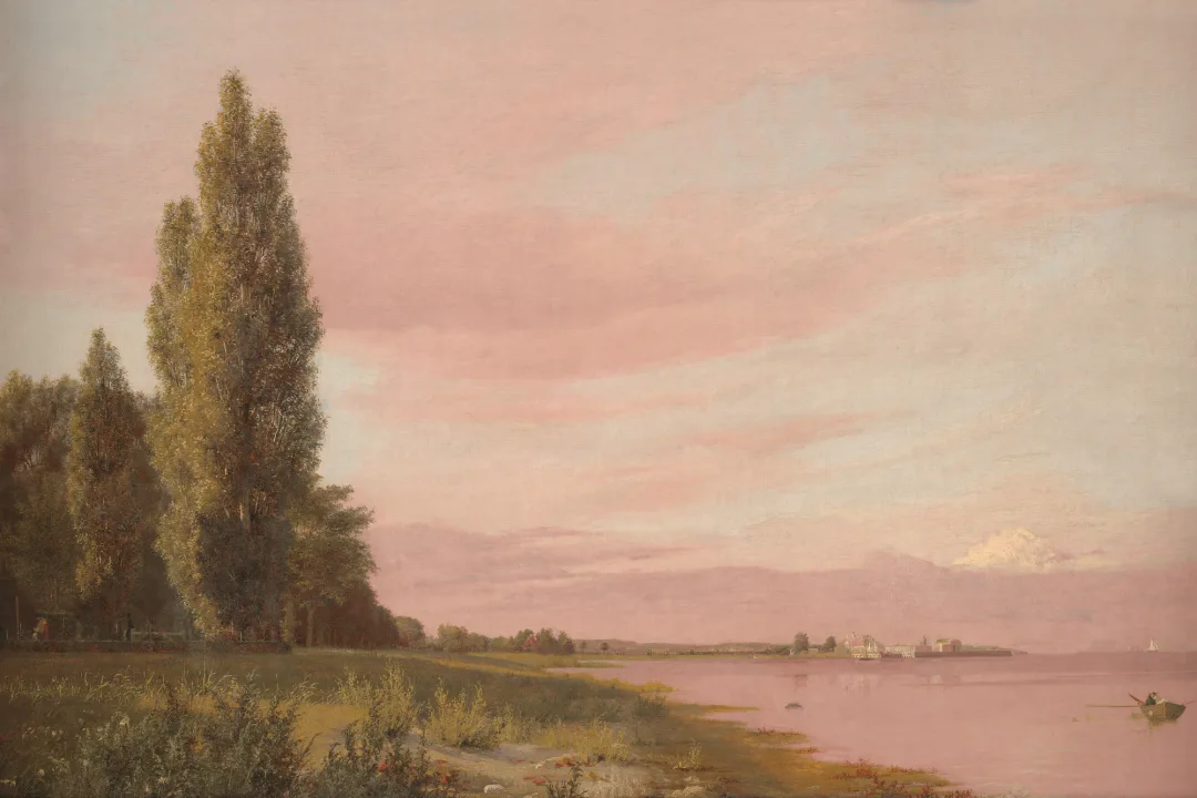 Waters Edge Sunset Vintage Landscape Wall Mural by Christen Købke