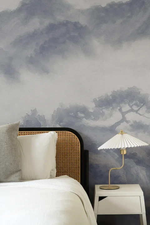 Peisaj montan japonez indigo Murale pentru eleganță