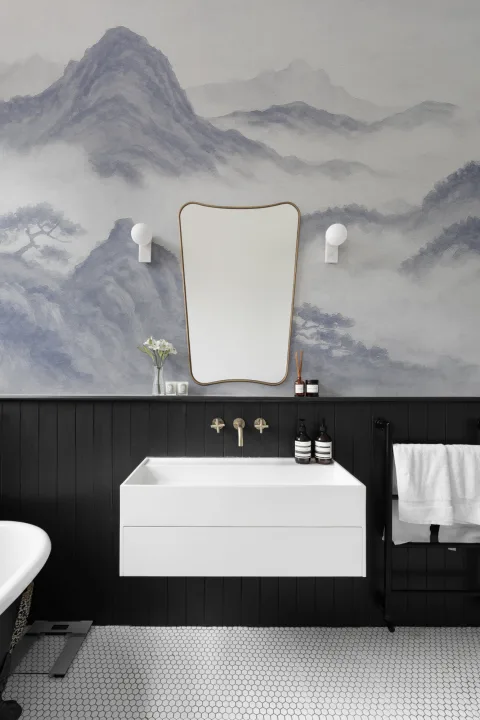 Papel pintado de Paisaje montañoso índigo