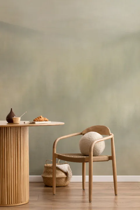 Mistwood Green Abstrakt Natur Vardagsrum Mural-tapeter
