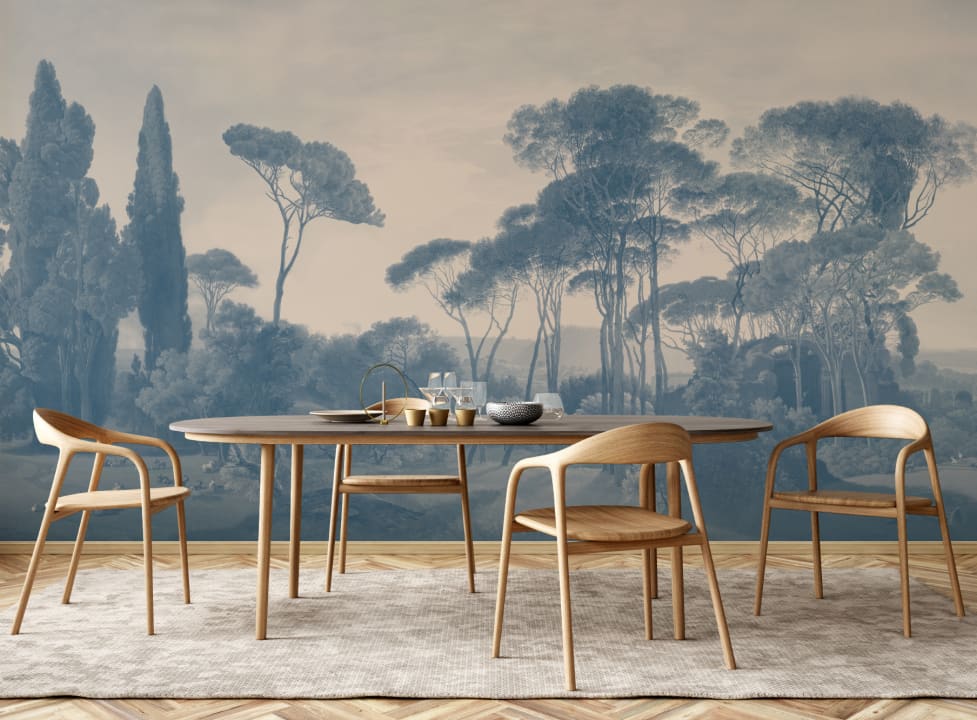 Blue Tivoli Forest Landscape Painting Mural