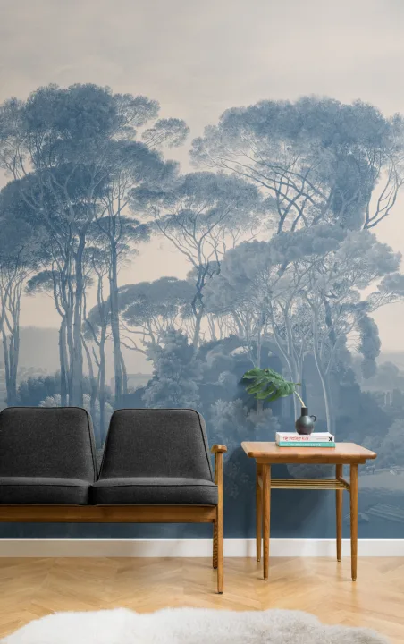 Blue Tivoli Forest Landscape Painting Mural